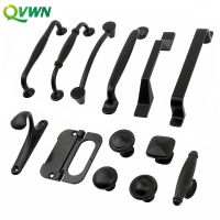 QVWN Solid Single Hole Furniture Parts Hardware Accessories Drawer Door Handle American Black Kitchen Cabinet Wardrobe Handle