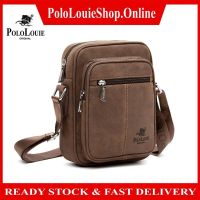 Original Polo Louie Crazy Horse Leather Mens Messenger Bag Travel Crossbody Sling Bag