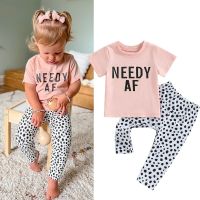 FOCUSNORM 2pcs Infant Baby Girls Lovely Clothes Sets Letter Print Short Sleeve T Shirts+Leopard Long Pants  by Hs2023