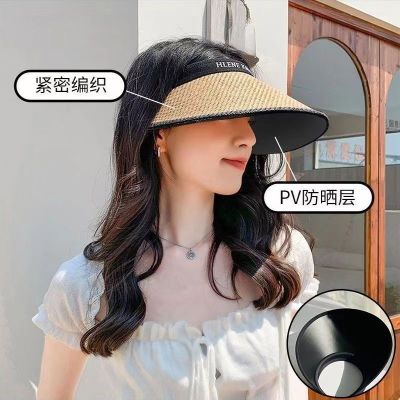 Uniqlo 2023 New new empty top uv sunscreen sun hat women summer straw woven face cover sun hat UV protection net red cycling hat UV protection