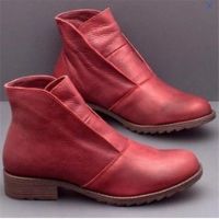 CODHuan Jian Plus Size Womens Autumn Flat Hiking Boots Fashion Retro Leather Work Boots Outdoor Leisure Comfortable Waterproof Boots