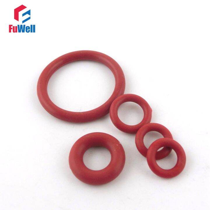 200 Pcs Karet Silikon Merah O-Cincin 1.9 Mm Ketebalan 17/18/19/20/21 /22/23/24/25/26/27 Mm OD Tahan Panas O Ring Seals gasket