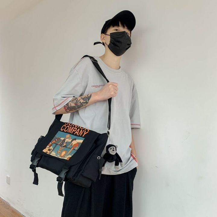 กระเป๋า-bag-กระเป๋าสะพายข้างผู้ชายแบรนด์น้ำฮาราจูกุกระเป๋าสะพายข้างนักเรียนชั้นเรียนกระเป๋าสะพายลำลองญี่ปุ่นหญิง