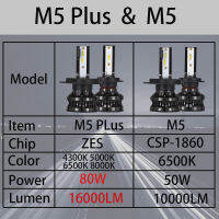 Yhcoms H4 LED 4300K zes H1 H7 LED 5000K 8000K H8 H9 9005 HB3 9006 HB 4 H3 80W 16000LM ไฟหน้ารถอัตโนมัติหมอก12V 6500K