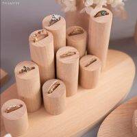 ▦✇ Ring Holder Vintage Natural Unpainted Wood Cone Jewelry Display Stand Rings Organizer Storage Case Showcase For Exhibit Props