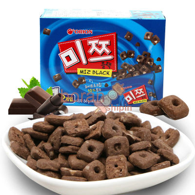 แครกเกอร์ช็อกโกแลตชิพ 84 กรัม คุกกี้สําหรับของว่างทั่วไป 韩国进口 好丽友巧克力脆米棋子饼干