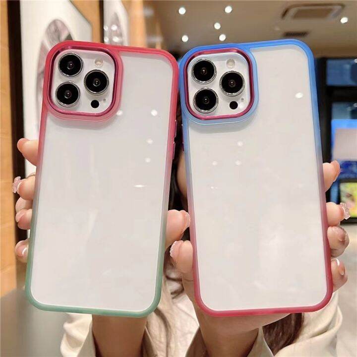 เคสหลังใสขอบสีทูโทน-สำหรับiphone-14-pro-max-13-pro-max-12-12pro-max-11-11promax-7-8-se2-se3-7-8-x-xs-xr-xsmax