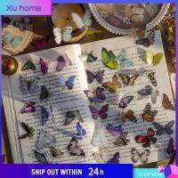 XU HOME 40ชิ้นกระบอกน้ำวางแผนแล็ปท็อปโปร่งใสสติกเกอร์เครื่องเขียนรูปลอกตกแต่งสติกเกอร์ผีเสื้ออัลบัม