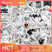 Ruyie 66pcs Silver Simple Modern Style Graffiti สติกเกอร์กีตาร์กระเป๋าแล็ปท็อปรูปลอก