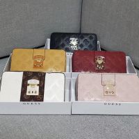 GUESS New European and American solid color embossed printing stitching color matching medium and long wallet wallet document bag hand