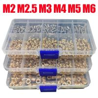 ℡○ Brass Insert Nut and Screw Set M2 M2.5 M3 M4 M5 M6 Hot Knurled Heat Thread Copper Nuts 304 Stainless Steel Bolt Assortment Kit