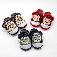 Infant soft-soled non-slip baby shoes Plaid bear pattern newborn girl print cartoon toddler soft-soled shoes single shoes 11 12