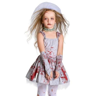 Zombie Bride Costume Bloody Tulle Tutu Dress Halloween Costume Halloween Dress Up Accessories with Veil and Glovelettes for Party Favors portable
