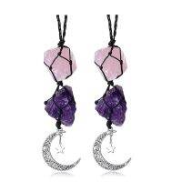 Hanging Accessories Rose Quartz and Rearview Mirror Decorations Dangling Moon Star Handmade Hanging Ornaments