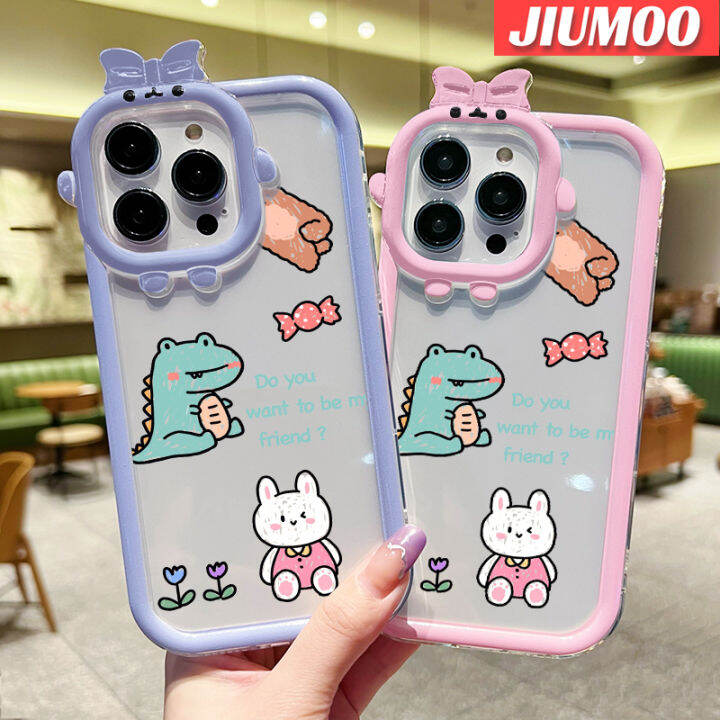 เคส-jiumoo-สำหรับ-vivo-v23-5g-s12-5g-v23i-5g-เคสโปร่งใสกันกระแทกลายการ์ตูนจระเข้หมีน่ารักเคสป้องกันเลนส์กล้องถ่ายรูปลายสัตว์ประหลาดน้อยน่ารักเรียบง่ายเคสซิลิโคนนิ่ม