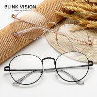 Blink Vision Korean Style Fashion Eyewear Cermin Mata Glasses Retro Round Eyeglasses Frame Men Women Uni Metal Bulat Spek Mata Kaca Mata Wanita Lelaki