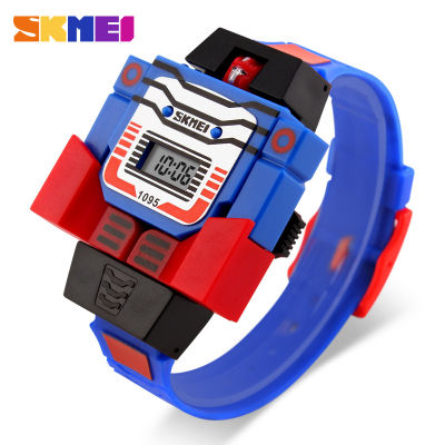 Skmei เด็กนาฬิกา LED ดิจิตอลเด็กการ์ตูนกีฬานาฬิกาการเปลี่ยนแปลงการเปลี่ยนแปลงของเล่นนาฬิกาข้อมือเด็กดู1095