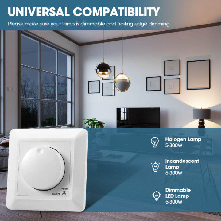 White LED Dimmer Switch for Recessed LED and Halogen Spotlights 5300W