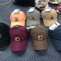 Carhartt ป้ายผ้าแคนวาสหนังนิ่มปักลายหมวกเบสบอลหมวกแก๊ปมีปีกย้อนยุคทรงโค้งสไตล์ยุโรปและอเมริกันหมวกคู่นักเรียน