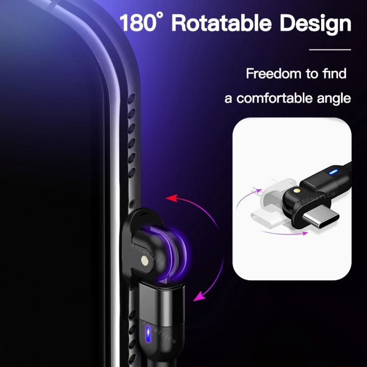 a-lovable-180-rotation-3acharging-usb-cableusb-type-ccharger-cordbraided-datafor-iphonexiaomi