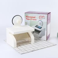 ☃△ Suction cup paper towel box toilet roll paper rack waterproof toilet paper box non punching bathroom paper towel rack