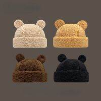 [[Hana Clothing Store] หมวกแก๊ปหูหมีน้อยน่ารักญี่ปุ่น,หมวกแก๊ป Lambswool Skullies สำหรับผู้หญิงเสื้อให้ความอบอุ่นในฤดูหนาวผู้ชายฤดูใบไม้ร่วงหมวกกลางแจ้ง