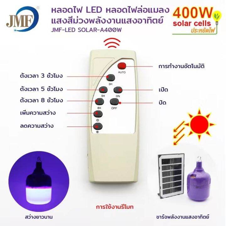 ไฟหลอดตุ้มไล่ยุงjmf-400w-ไล่ยุงได้-led-400w-ไฟโซล่าเซล-แผงโซล่าเซลล์และหลอดไฟ-ไฟพลังงานแสงอาทิตย์-be