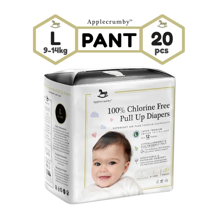 Applecrumby Chlorine Free Premium Baby Diaper (PANT L)