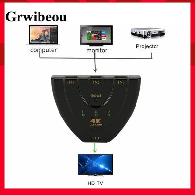 Grwibeou 4K*2K 3 In 1 Out Port Hub HDMI Switch HDMI Splitter 3 Ports Mini Switch Converter 1.4b 1080P for DVD HDTV Xbox PS3 PS4