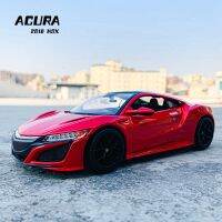 รถโลหะผสมหล่อดายโมเดลสีแดง Acura NSX สำหรับตกแต่งศิลปะทำมือโมเดลของขวัญอุปกรณ์ของเล่นแบบชุดสะสม Maisto 1:24 Honda 2018