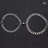 ?LFjAFvc? 2pcs Punk Silver Color Chain Couple Bracelet For Women Stainless Steel Romantic Magnet Men Paired Things Fashion Jewelry Pulsera