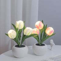 Led Tulip Desk Lamp Interior Decoration Table Lamp Led Simulation Tulip Flowerpot Atmosphere Night Lamp Gift Potted Plant