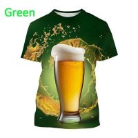 New Beer 3D Printing T-shirt Summer Fashion Personality Mens Casual Round Neck Interesting Beer Pattern Short-sleeved T-shirt