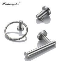 Falangshi 304 Stainless Steel Bathroom Hardware Set Towel Ring Clothes Hook Toilet Paper Holder Brushed Wall Mount WB8835 Toilet Roll Holders