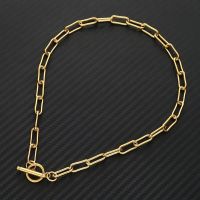 Toggle Clasp Choker Stainless Steel OT Buckle Thick Chain Toggle Necklaces for Women Men  Gold/Silver Color Metal Toggle Choker Fashion Chain Necklace