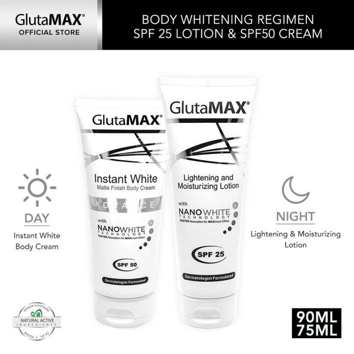 Glutamax Lightening And Moisturizing Lotion With Spf 25 90ml And Instant White Matte Finish Body 5770