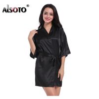 New Product Women Robe Solid Color Bathrobe  Pajamas V-Neck Half Sleeve Sleepwear Cardigan Nightgown Lady Luxury Nightclothes 12 Colors