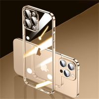 Luxury Plating Square Frame Transparent Silicone Case on For iPhone 11 12 13 Pro Max X XS Max XR 7 8 Plus SE 2020 14 Clear Cover