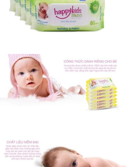 Bộ 10 gói khăn ướt không mùi 80 tờ happykid - ảnh sản phẩm 9