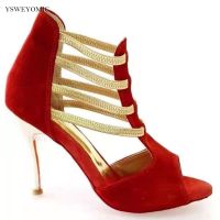 hot【DT】 Shoes botines de baile With Gold Stretch Strips Soft Insole Indoor Latin Booties