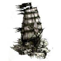 hot【DT】 The Pirate Ship Temporary Tattoos Men Sailboat Fake Sticker Tatoo Sleeve Tatuajes