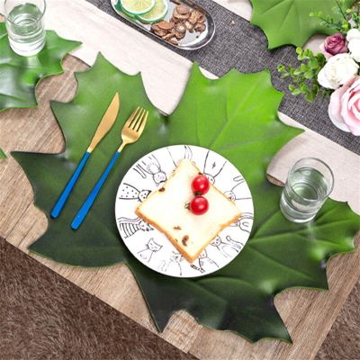1Pc Household Waterproof Oil-proof Simulation Outdoor Maple Leaf Heat Insulation Pad Dining EVA Table Mat