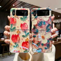 เคส TPU แบบนิ่ม Samsung Galaxy Z Flip 4 Z Flip 3 5G 2022สี Tulip Camellia เด็กเด็กผู้หญิงผู้หญิงน่ารักแฟชั่นน่ารัก