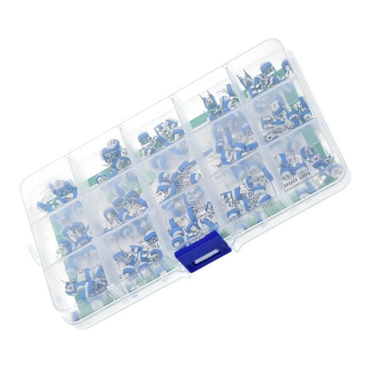 150pcs-6mm-rm065-blue-and-white-adjustable-resistor-box-set-trimming-potentiometer-vertical-adjustable-resistor-15-kinds-of-specifications