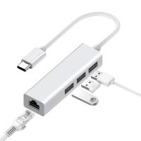 [HOT HAIXWLXKWW 589] TYPE-C ไปยังการ์ดเครือข่าย RJ45 4 1 USB 2.0 Hub สำหรับแล็ปท็อปอะแดปเตอร์พอร์ต Dock Station โน๊ตบุ๊ค Type-C Splitter