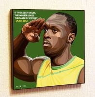 Usain Bolt Run คำคมสร้างแรงบันดาลใจสติกเกอร์ติดผนังของขวัญศิลปะภาพป๊อปแนวตั้งกรอบภาพวาดที่มีชื่อเสียงบนโปสเตอร์ภาพเขียนอะคริลิกพิมพ์งานศิลปะตกแต่ง Geek X Cmc