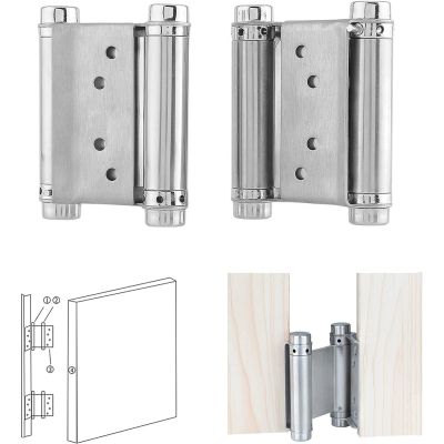 Double Spring Hinge Two-Way Free Door Hinge Stainless Steel Automatic Door Closing Garage Door Hinges Fence Dedicated Hardware