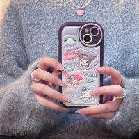 เคสโทรศัพท์14pro โทรศัพท์มือถือลาย Sanrio รูปหัวใจ IPhone 13pro Max 3มิติซิลิโคนแบบหนังนิ่ม iPhone 12pro Max กันฝุ่นและป้องกันการตก iPhone 11pro ปกป้องเลนส์แม็กซ์