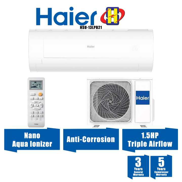 Haier Air Conditioner (1.5HP) Nano Aqua Ionizer Triple Airflow R32 Non