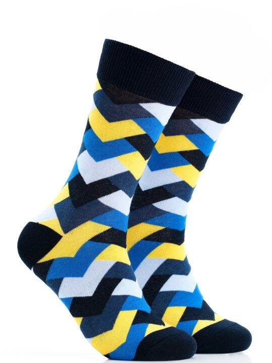Iconic Socks Geometric Pattern Crew length Office Formal Socks Lazada PH